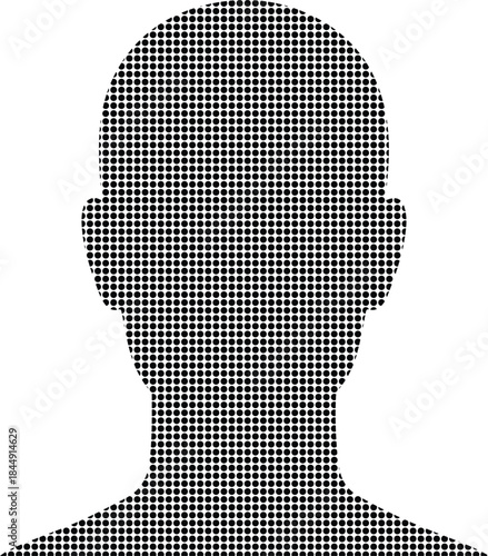 Dotted Human Head Silhouette User Profile Icon Isolated Vector