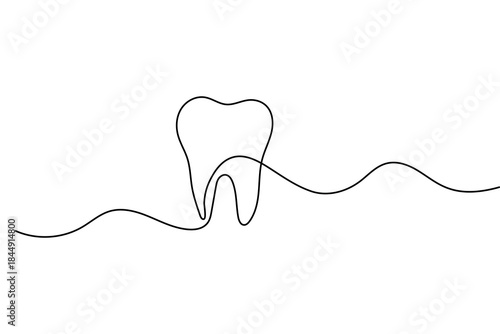 Teeth one line illustration minimalist tooth outline isolated vector art