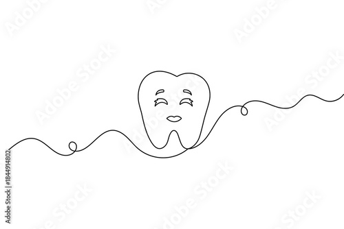 Teeth one line illustration minimalist tooth outline isolated vector art