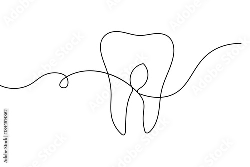 Teeth one line illustration minimalist tooth outline isolated vector art