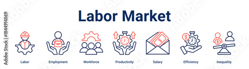 Labor Market banner web icon vector illustration concept for business with icon of Labor, Employment, Workforce, Productivity, Salary, Efficiency.