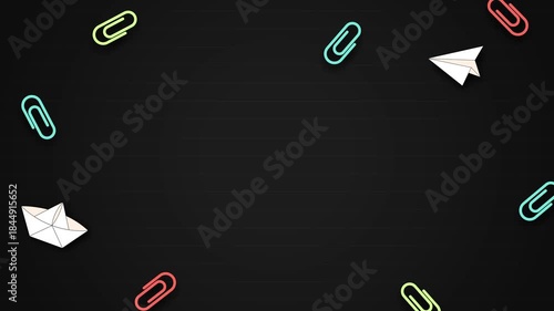 Playful back to school education background with flat school supplies frame on grid paper, ideal for learning content, classroom presentations, kids education, and academic promotions.