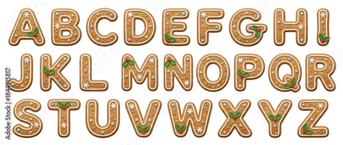 Gingerbread alphabet holiday cookies christmas letters festive kitchen decor sweet treats cozy atmosphere