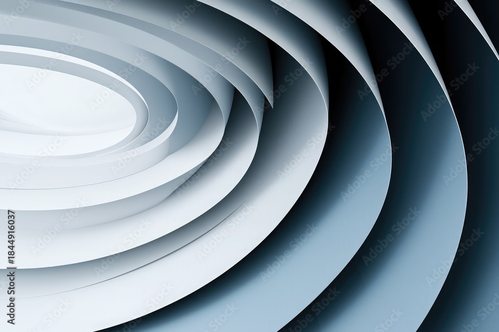 Obraz premium abstract background with three-dimensional white and blue overlapping circles gradient depth for modern design