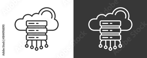Cloud Server Icon Set Vector Collection Isolated In Black And White