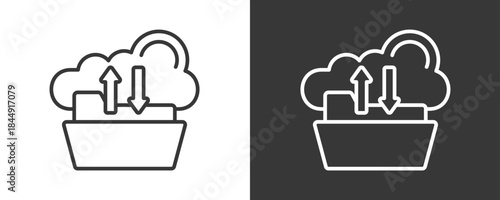 Cloud Storage Icon Set Vector Collection Isolated In Black And White