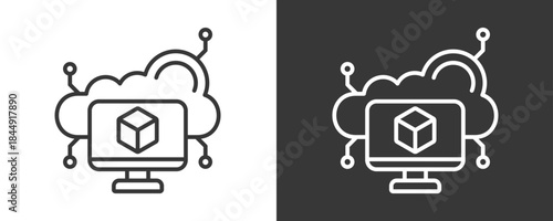 Virtual Machine Icon Set Vector Collection Isolated In Black And White