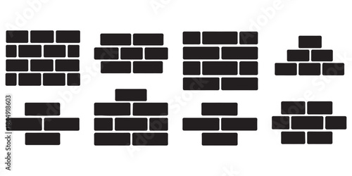 Brick Wall Silhouette in Black | Construction Pattern Illustration Vector Format