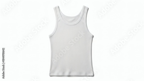 White Ribbed Cotton Tank Top Flat Lay Mockup
