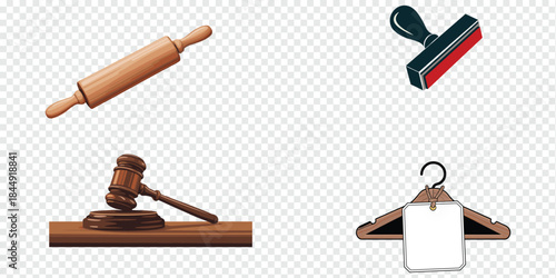 Minimalist Legal and Judicial Symbols Flat Icon Set