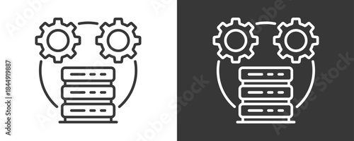 Server Management Icon Set Vector Collection Isolated In Black And White