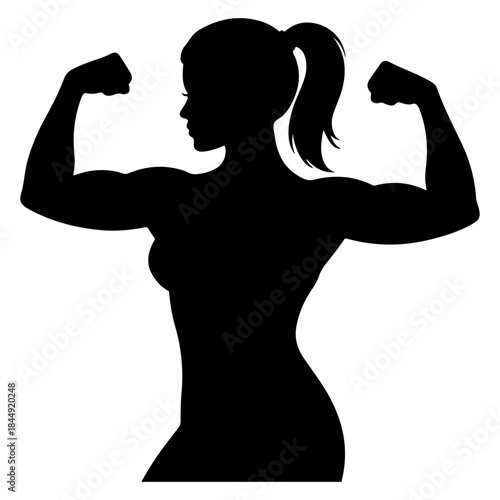 strong woman flexing bicep black silhouette