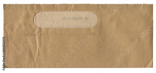 Valokuva Vintage Aged Kraft Business Window Envelope w/ Torn Top Edge - Blank Brown Paper