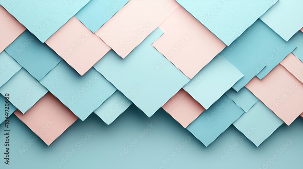 Obraz premium Soft Pastel Geometric Abstract Background with Layered Shapes