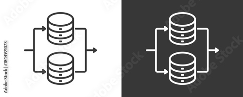 Parallel Icon Set Vector Collection Isolated In Black And White