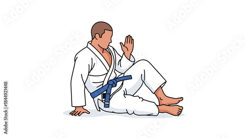 Martial arts practitioner demonstrating ground techniques in training session