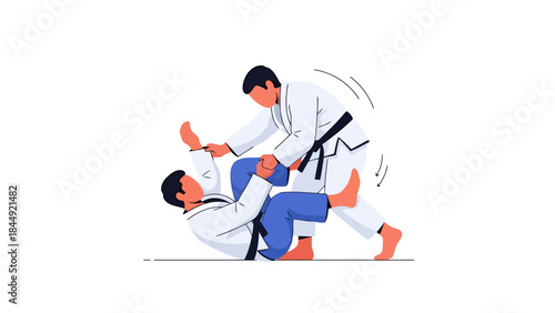 Dynamic Judo Training Session with Two Athletes in Action