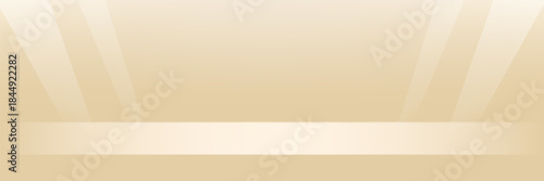 Cream, Beige background. Space for selling products on the website. Beige Background Empty Room Studio with table. Business backdrop. Empty room with light effect. Vector illustration.