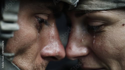 A poignant moment capturing the raw emotion and connection between two individuals, highlighting the impact of love and conflict.