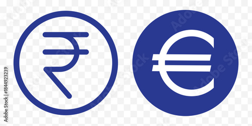 Set of most popular currency icons symbol vector dollar, euro, pound, yen, yuan, rupee, ruble international money exchange. EPS 10.