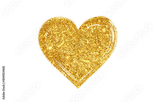 golden hand drawn heart. paint brush stroke gold heart design element for Valentines Day card.