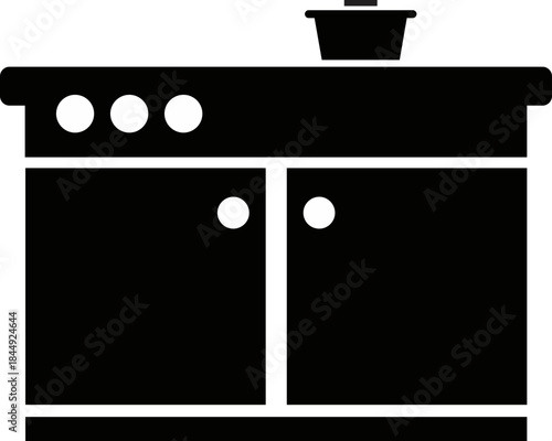 Kitchen Stove Silhouette: Cooking and Storage Icon