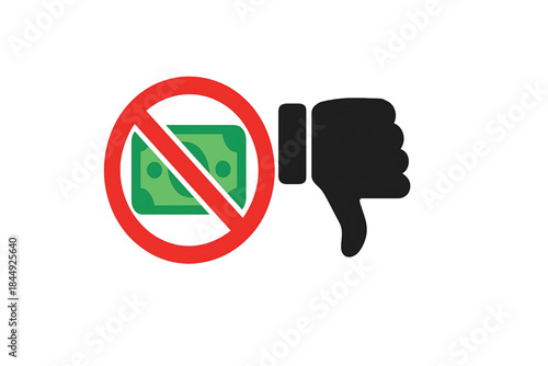 Vector illustration of stop sign with dislike or thumb down gesture. Icon of stop hate. Symbol of no hating.new