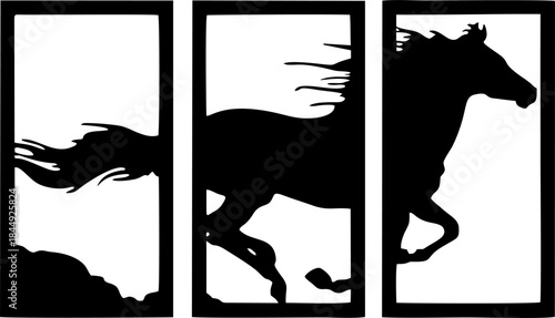 Running Horse Triptych Wall Art


