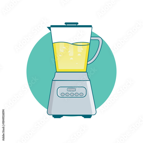 Blender with yellow splash of orange juice vector