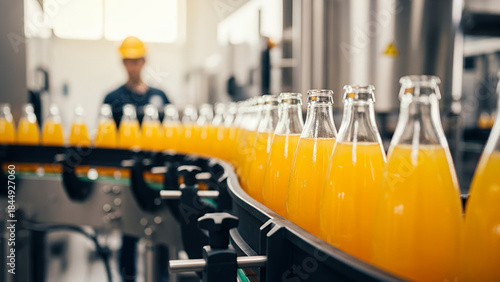 Orange Flavored Beverage Bottling Factory with Workers – Citrus Soft Drink Production Line