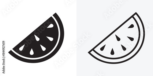 watermelon slice vector icon, Watermelon fruit silhouette, line art. vector illustration