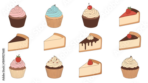 Delicious Assorted Cupcakes and Slices of Cake for Celebrations