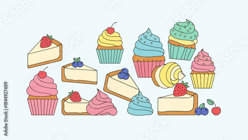 Colorful Assorted Cupcakes with Sweet Toppings for Dessert Lovers