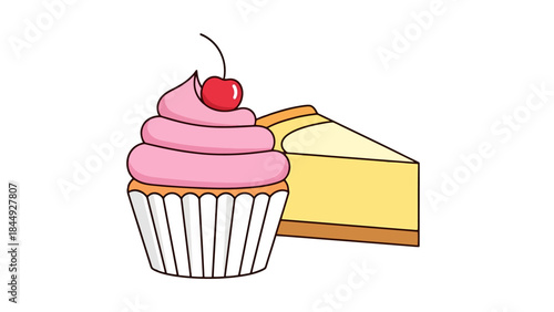 Delicious Strawberry Infused Motif with a Slice of Cheesecake and a Fresh Cherry