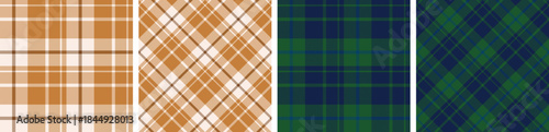 plaid and tartan pattern set.checkered fabric texture background.