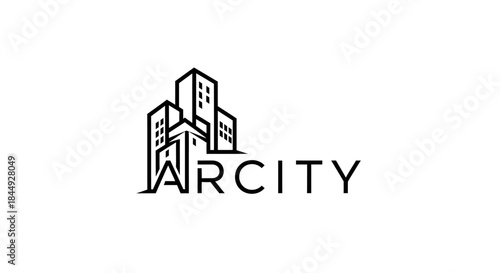 Cityscape outline logo with transparent background