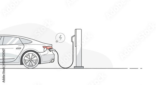 Electric car charging station with lightning symbol