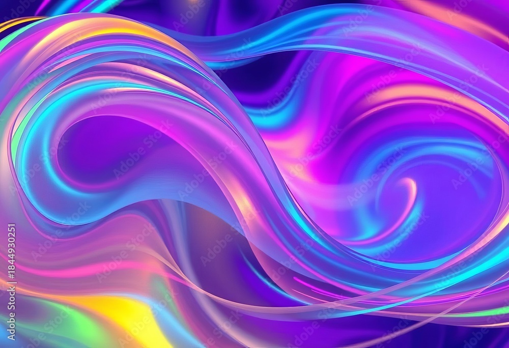 Fototapeta premium Abstract swirling, translucent waves in vibrant, neon hues , curve, motion