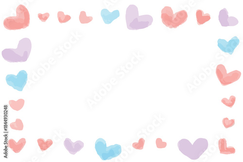 ふんわり水彩ハート素材シリーズ｜カラフルハートフレーム
Fluffy Watercolor Heart Series | Colorful Heart Frame