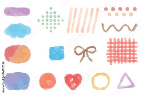 ふんわり水彩素材シリーズ｜可愛いあしらいセット
Fluffy Watercolor Series | Cute Decorative Elements Set