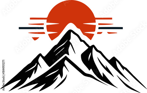 Mountain Sunset Adventure Landscape Illustration