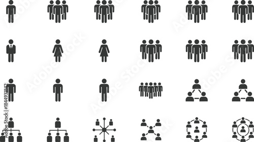 Human icons, team structure, organizational chart, social network, business hierarchy, employee group, corporate diagram, people connection, HR visualization, workforce design
