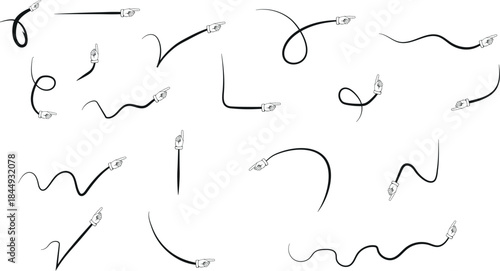 A collection of 16 abstract black line art pieces on a white background