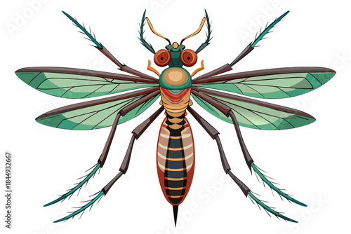 Mosquito Line Drawing Vector – Detailed Insect Outline Illustration for Science and Education