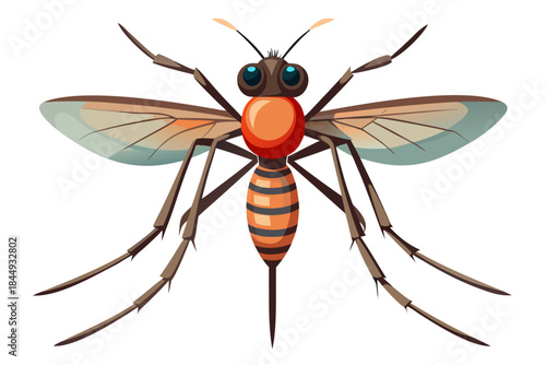 Mosquito Line Drawing Vector – Detailed Insect Outline Illustration for Science and Education
