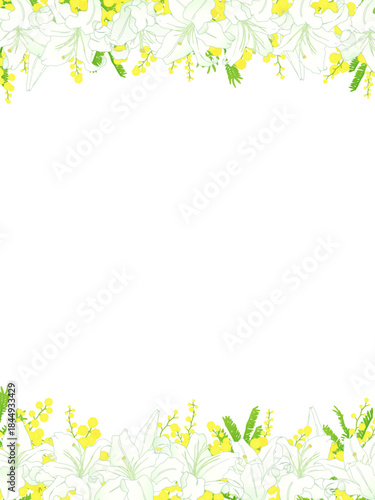 ゆりとミモザのフレーム⑨縦_上下