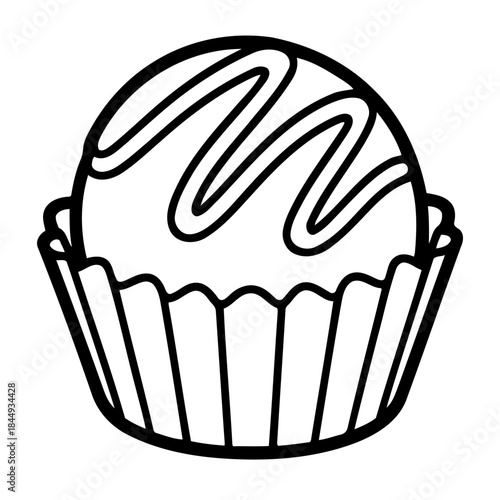 Artisan Chocolate Delight: An artistic rendering of a delectable chocolate truffle, elegantly presented in a decorative paper cup, a sweet indulgence