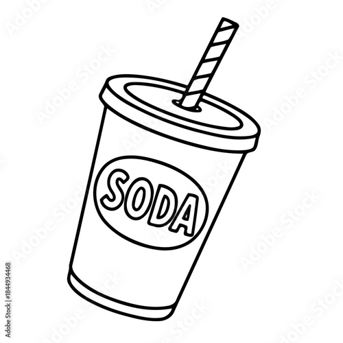 Soda Cup Icon: A simple yet inviting line art illustration of a refreshing soda cup, complete with a straw, ready to quench thirst.