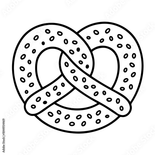 Pretzel: a single pretzel, with a heart shape and a traditional knot design, captures the simple charm of a bakery classic. It's a delectable treat, ready to delight your senses. 