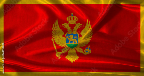 National flag of Montenegro with cloth texture. Montenegro flag with realistic texture background
